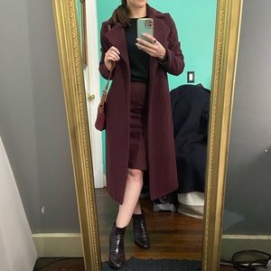Missguided Longline Burgundy Duster Coat US 4